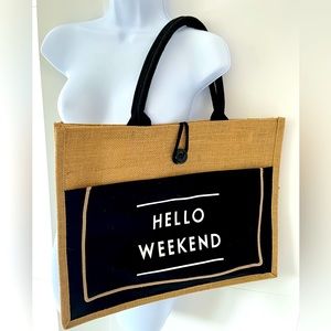 Las Vegas Hello Weekend/ Burlap tote bag/ Water resistant